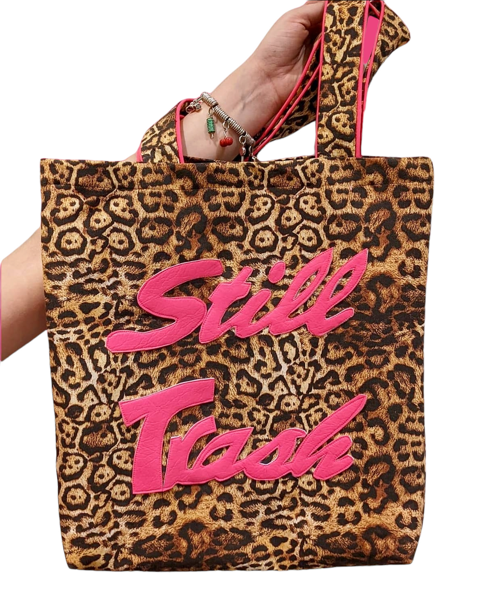 Neon Pink and Leopard Print Appliqué Canvas Tote Bag – S J Millar