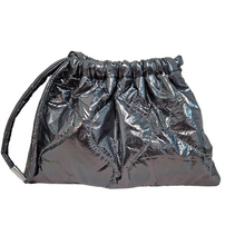 Load image into Gallery viewer, Silver Quilt Drawstring Clutch