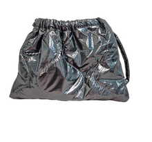 Load image into Gallery viewer, Silver Quilt Drawstring Clutch