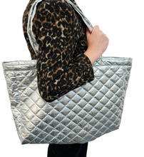 Load image into Gallery viewer, Silver Quilt Overnight Bag