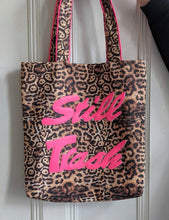 Load image into Gallery viewer, Neon Pink and Leopard Print Appliqué Tote Bag