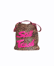 Load image into Gallery viewer, Neon Pink and Leopard Print Appliqué Tote Bag