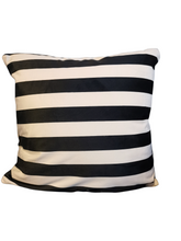 Load image into Gallery viewer, 'Humble Abode' Statement Black and White Striped Velvet Cushion