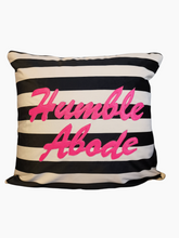 Load image into Gallery viewer, 'Humble Abode' Statement Black and White Striped Velvet Cushion