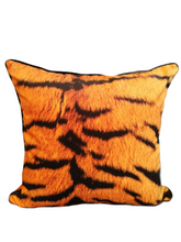 Load image into Gallery viewer, Orange Tiger Print Velvet Square Cushion