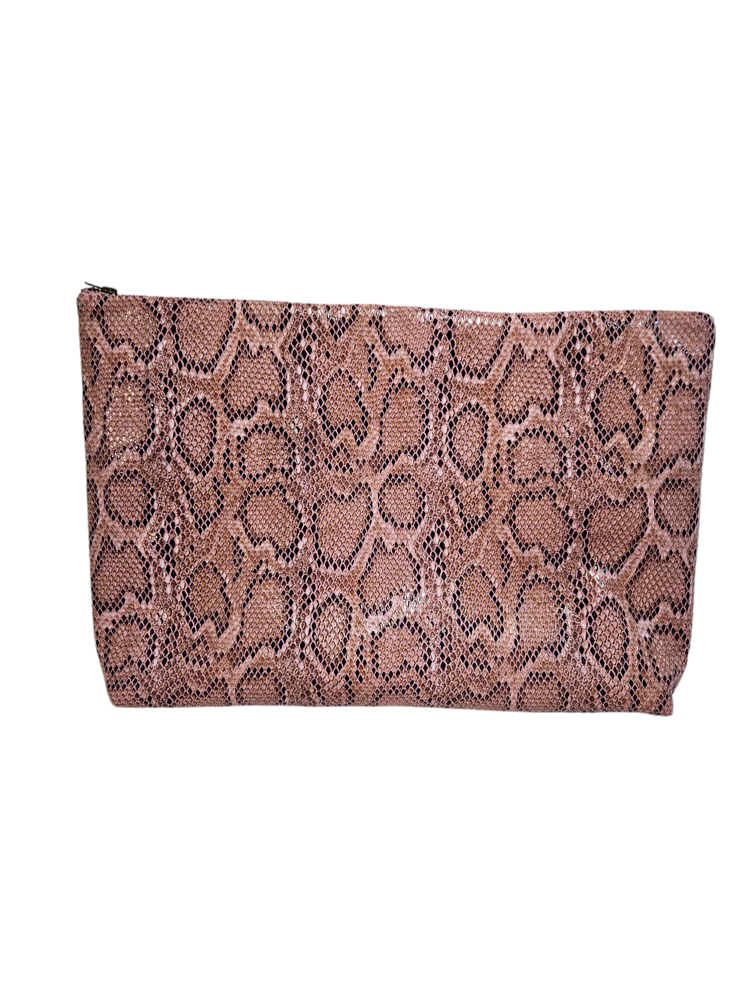 Pink Oversized Snakeskin Clutch - Main Image
