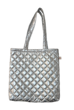 Load image into Gallery viewer, *Ready to Ship* Space Age Silver Quilted Tote Bag

